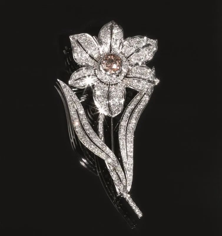 Spilla in platino&nbsp; e diamanti  - Auction Important Jewels and Watches - I - Pandolfini Casa d'Aste