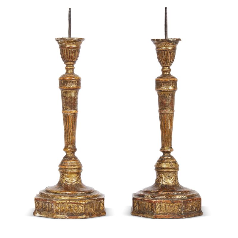 A PAIR OF VENETIAN CANDLESTICKS, SECOND HALF 18TH CENTURY  - Auction FURNITURE AND WORKS OF ART FROM PRIVATE COLLECTIONS - Pandolfini Casa d'Aste