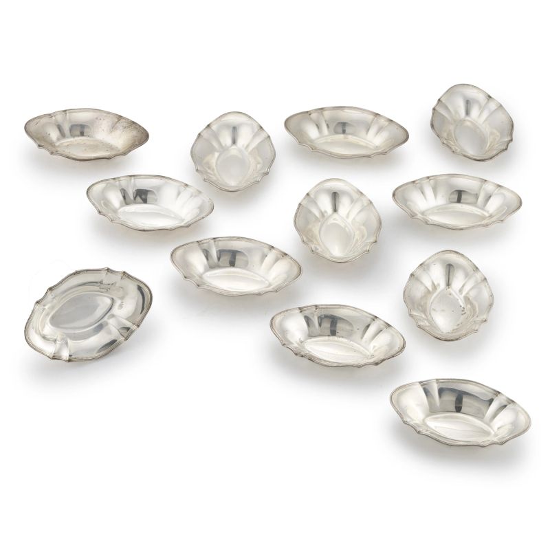 TIFFANY &CO, DODICI SALIERE, SECOLO XX  - Asta Argenti italiani ed europei - Pandolfini Casa d'Aste