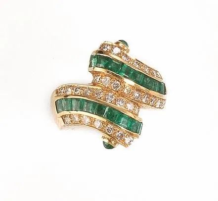 ANELLO IN ORO GIALLO, SMERALDI E DIAMANTI  - Auction Fine Jewels and Watches - Pandolfini Casa d'Aste