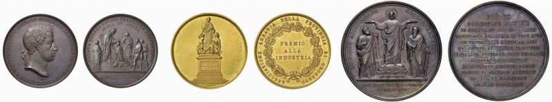 TRE MEDAGLIE, DUE IN BRONZO E UNA IN BRONZO DORATO  - Auction Collectible coins and medals. From the Middle Ages to the 20th century. - Pandolfini Casa d'Aste