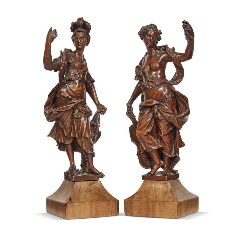 A PAIR OF VENETIAN ALLEGORICAL FIGURES, SECOND HALF 18TH CENTURY  - Auction FURNITURE AND WORKS OF ART FROM PRIVATE COLLECTIONS - Pandolfini Casa d'Aste