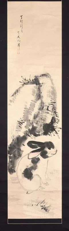 Kakemono Giappone sec. XX , acquerello su carta raffigurante coniglio, misure totali cm 186x61,5  - Asta Arte Orientale - Pandolfini Casa d'Aste