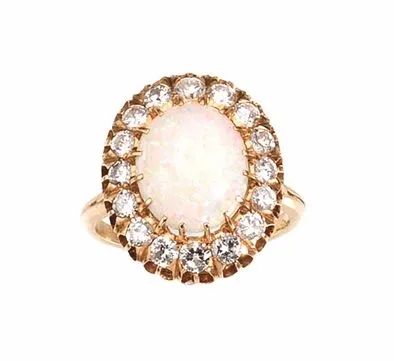 Anello in oro giallo, opale e diamanti  - Auction Important Jewels and Watches - I - Pandolfini Casa d'Aste
