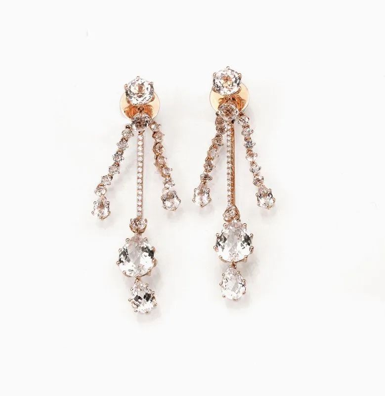 Paio di orecchini pendenti in oro rosa, topazi e diamanti  - Asta Importanti Gioielli e Orologi - I - Pandolfini Casa d'Aste