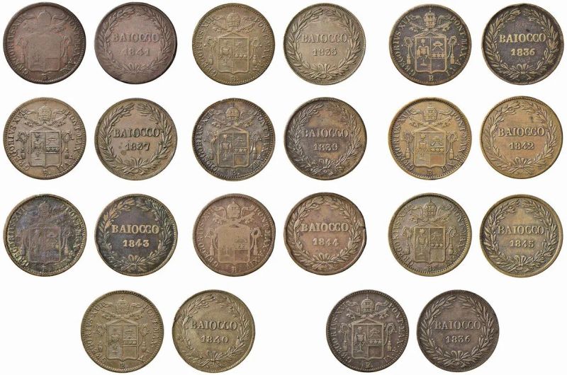 GREGORIO XVI (BARTOLOMEO ALBERTO CAPPELLARI 1831 - 1846), 11 BAIOCCHI  - Auction Collectible coins and medals. From the Middle Ages to the 20th century. - Pandolfini Casa d'Aste