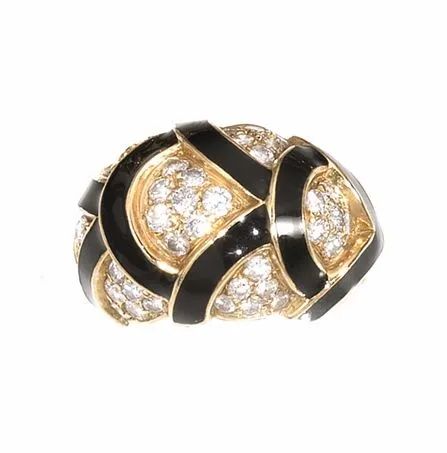 Anello in oro giallo, smalti e diamanti  - Auction Important Jewels and Watches - I - Pandolfini Casa d'Aste