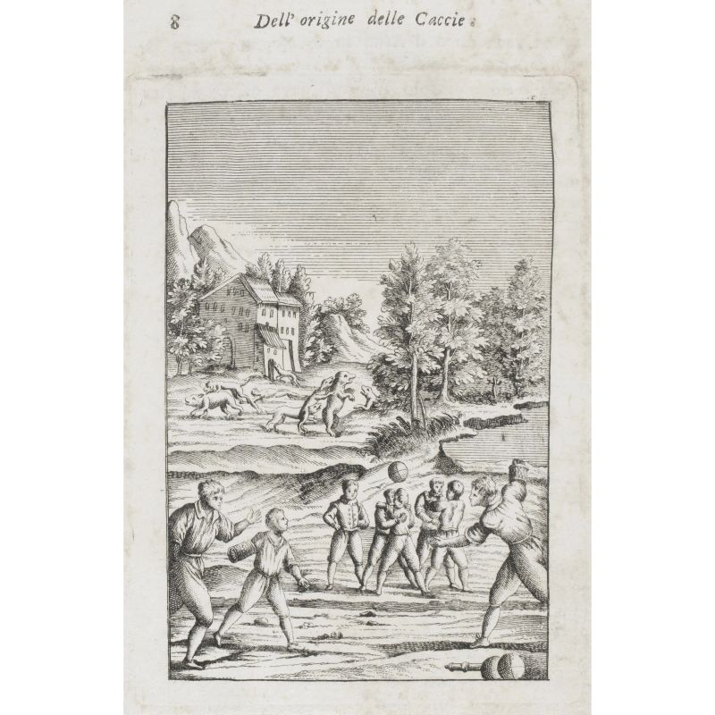 Raimondi, Eugenio. Le caccie delle fiere armate e disarmate e degl’animali quadrupedi, volatili ed acquatici. Venezia, Locatelli, 1785.  - Asta LIBRI, MANOSCRITTI, AUTOGRAFI E STAMPE - Pandolfini Casa d'Aste