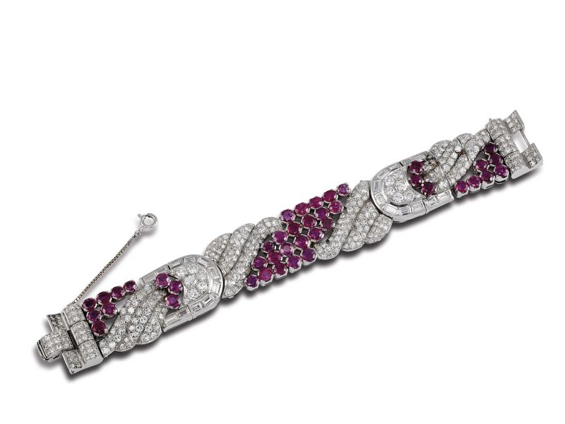 BRACCIALE IN PLATINO DIAMANTI E RUBINI  - Auction FINE JEWELS - Pandolfini Casa d'Aste