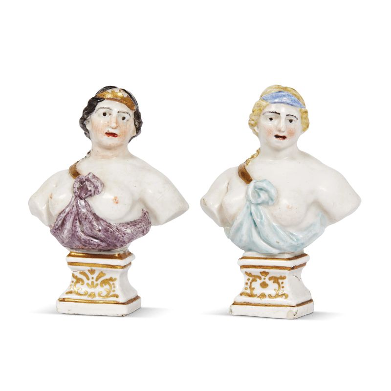 A PAIR OF MINIATURE BUSTS, NAPLES, SECOND HALF 18TH CENTURY  - Auction MAJOLICA AND PORCELAIN FROM THE RENAISSANCE TO THE 19TH CENTURY - Pandolfini Casa d'Aste