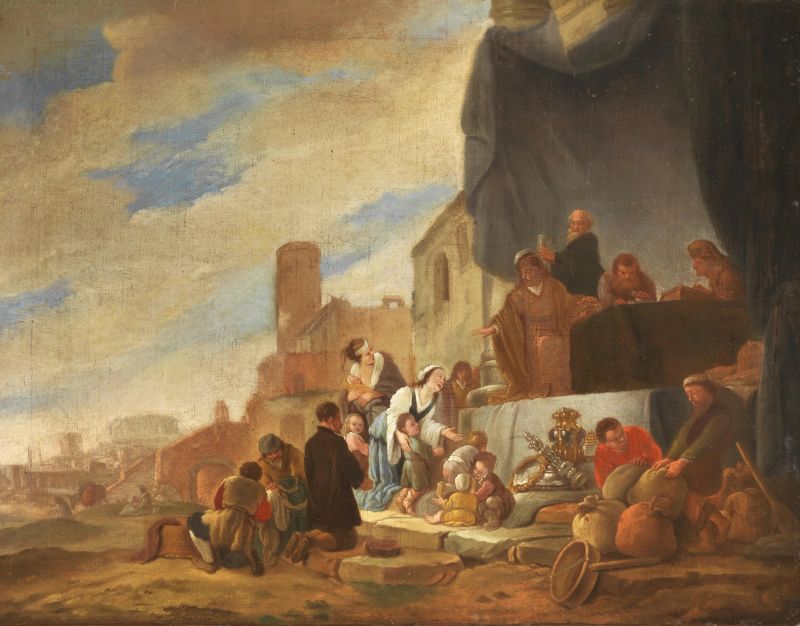 Pittore bambocciante, prima met&agrave; sec. XVIII  - Auction ARCADE | 14th TO 20th CENTURY Paintings - Pandolfini Casa d'Aste