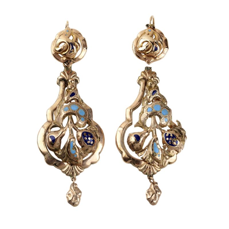LONG DROP EARRINGS IN 9KT GOLD   - Auction JEWELS - Pandolfini Casa d'Aste