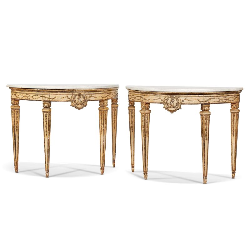 



A PAIR OF TUSCAN CONSOLES, LATE 18TH CENTURY  - Auction FURNITURE, WORKS OF ART AND MAJOLICA - Pandolfini Casa d'Aste