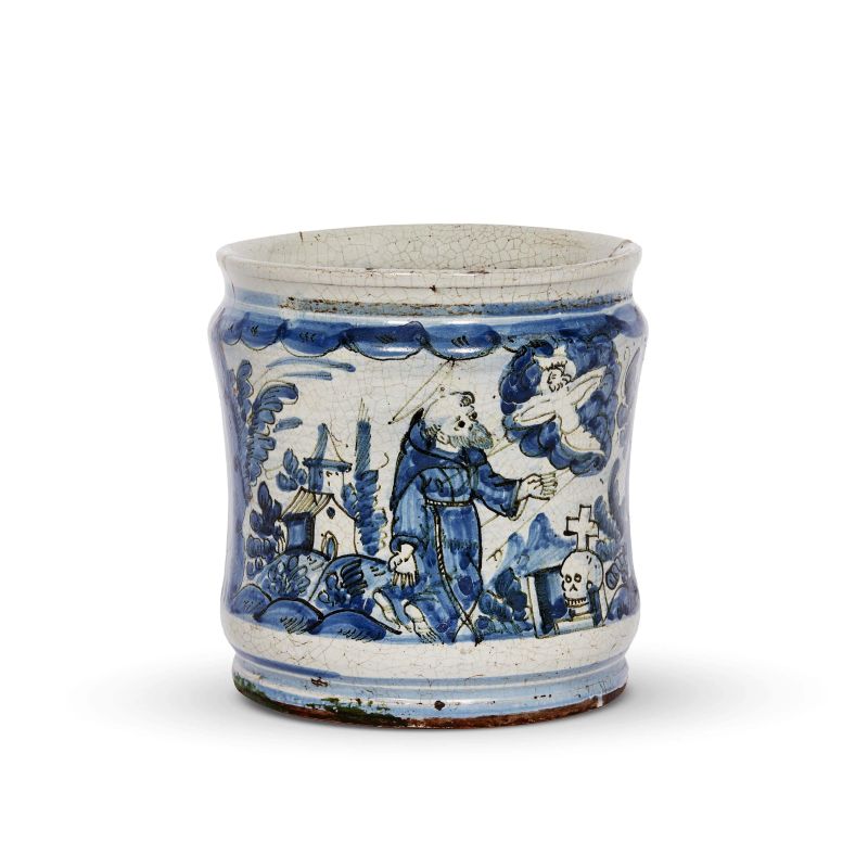 A PHARMACY JAR (ALBARELLO), CERRETO SANNITA, 18TH CENTURY  - Auction A COLLECTION OF MAJOLICA APOTHECARY VASES - Pandolfini Casa d'Aste