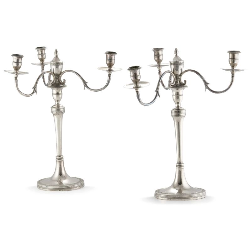 



COPPIA DI CANDELABRI, NAPOLI, SECOLO XIX  - Auction Italian ad European silver - Pandolfini Casa d'Aste