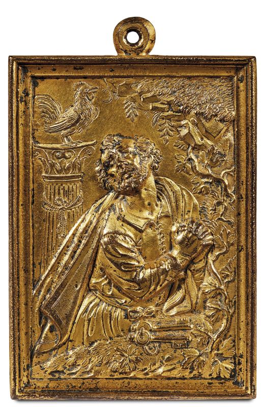 Spanish, early 17th century, Saint Peter, gilt bronze  - Auction PLAQUETS, MEDALS, BRONZETS - Pandolfini Casa d'Aste