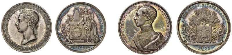 DUE MEDAGLIE AUSTRIACHE IN ARGENTO  - Auction Collectible coins and medals. From the Middle Ages to the 20th century. - Pandolfini Casa d'Aste