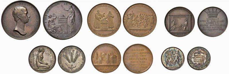 SEI MEDAGLIE ENTRO SCATOLA  - Auction Collectible coins and medals. From the Middle Ages to the 20th century. - Pandolfini Casa d'Aste