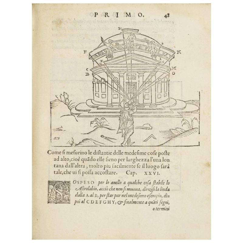 Bartoli, Cosimo. Del modo di misurare le distantie, le superfici, i corpi, le piante, le provincie, le prospettive. Venezia, Senese, 1564.  - Asta LIBRI, MANOSCRITTI, AUTOGRAFI E STAMPE - Pandolfini Casa d'Aste