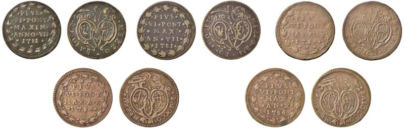 PIO VI (GIOVANNI ANGELO BRASCHI 1775 - 1799), 5 MEZZI BAIOCCHI  - Auction Collectible coins and medals. From the Middle Ages to the 20th century. - Pandolfini Casa d'Aste