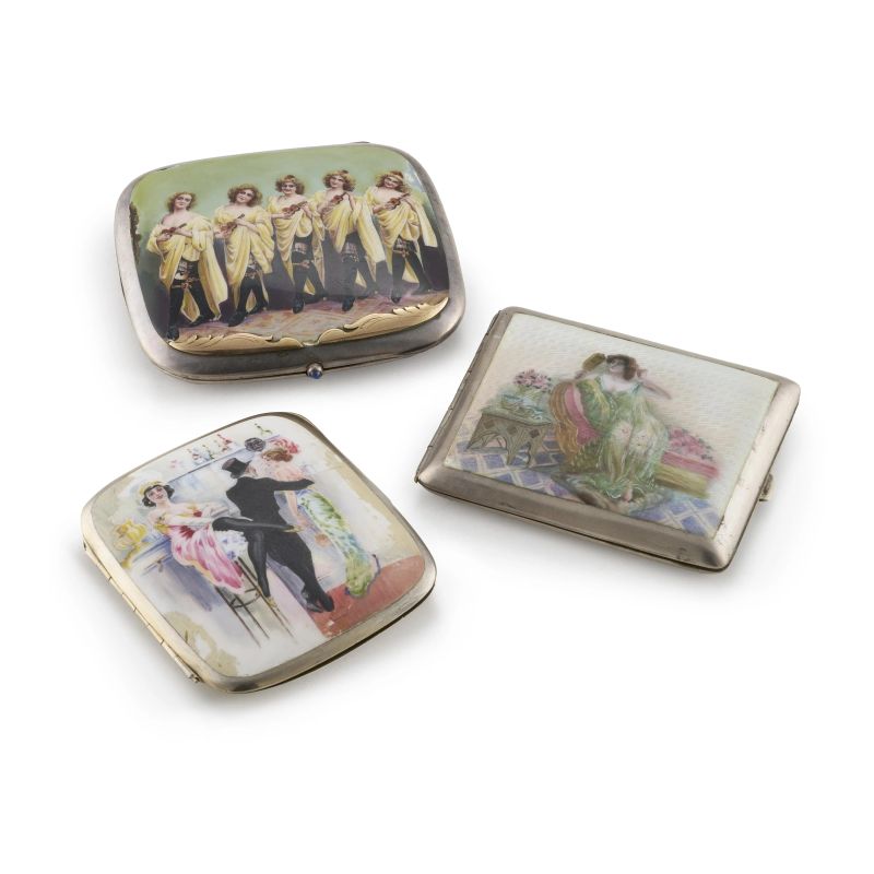THREE SILVER AND STERLING SILVER CIGARETTE CASE, BEGINNING OF 20TH CENTURY  - Auction Italian and european silvers - Pandolfini Casa d'Aste