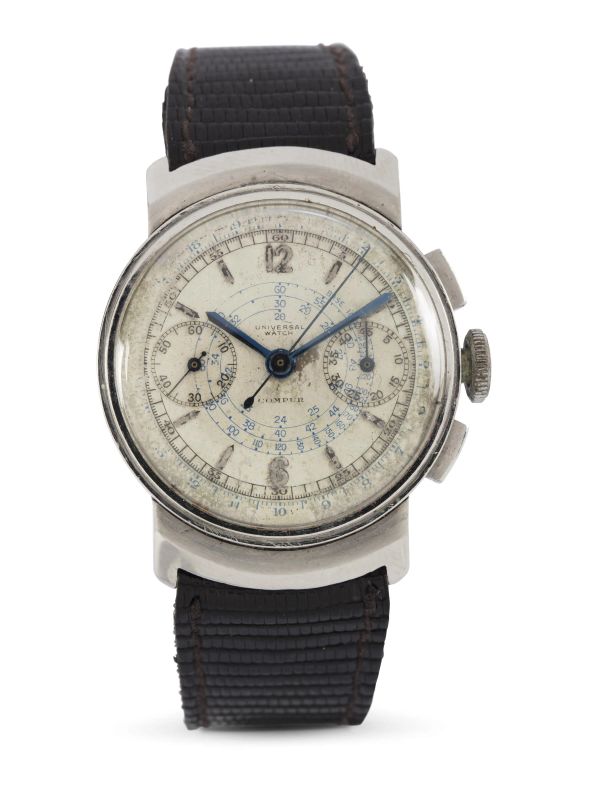 CRONOGRAFO UNIVERSAL GENEVE  COMPUR IN ACCIAIO  - Auction FINE WATCHES - Pandolfini Casa d'Aste