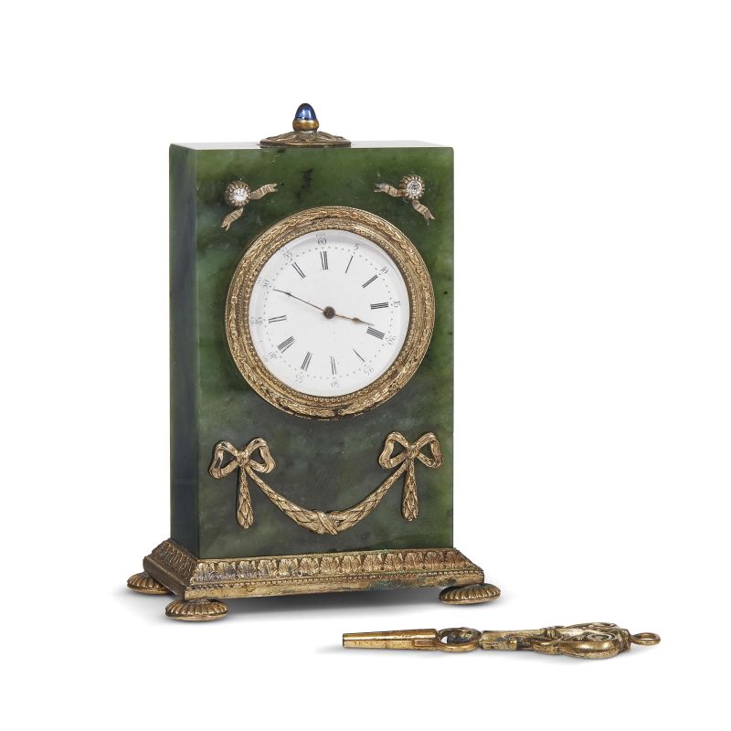 A SMALL RUSSIAN TABLE CLOCK, EARLY 20TH CENTURY  - Auction INTERNATIONAL FINE ART and russian objets de vertu - Pandolfini Casa d'Aste
