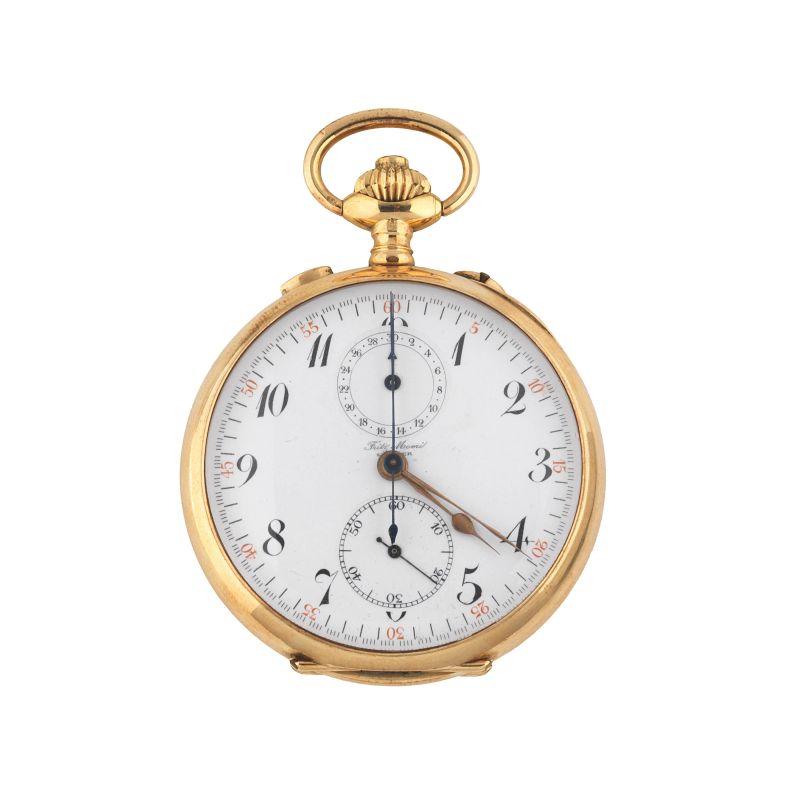 FRITZ MOERI 14KT YELLOW GOLD SPLIT-SECOND CHRONOGRAPH POCKET WATCH  - Auction ONLINE AUCTION | WATCHES AND PENS - Pandolfini Casa d'Aste