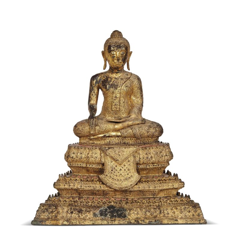 A GILDED BRONZE SCULPTURE DEPICTING BUDDHA, THAILAND, 19TH CENTURY  - Auction Asian Art | &#19996;&#26041;&#33402;&#26415; - Pandolfini Casa d'Aste