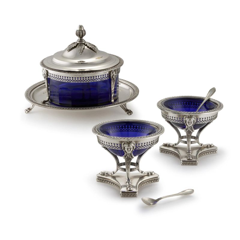 PAIR OF SILVER SALT CELLAR AND CHEESE HOLDER, 20TH CENTURY  - Auction Italian and european silvers - Pandolfini Casa d'Aste
