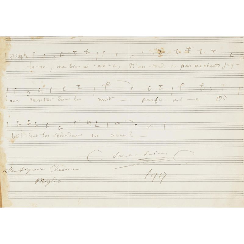 



Nice musical quotation by the Parisian composer  - Auction BOOKS, MANUSCRIPTS AND AUTOGRAPHS - Pandolfini Casa d'Aste