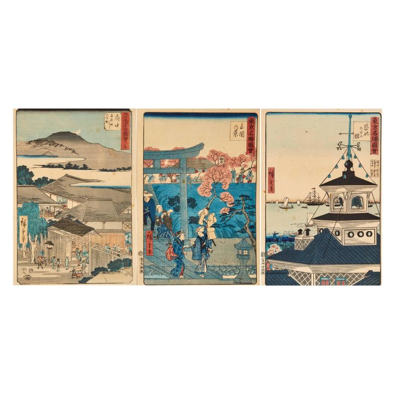 



A GROUP OF THREE WOODBLOCK PRINTS, JAPAN, MEIJI PERIOD, 19TH CENTURY  - Auction Asian Art | 东方艺术 - Pandolfini Casa d'Aste