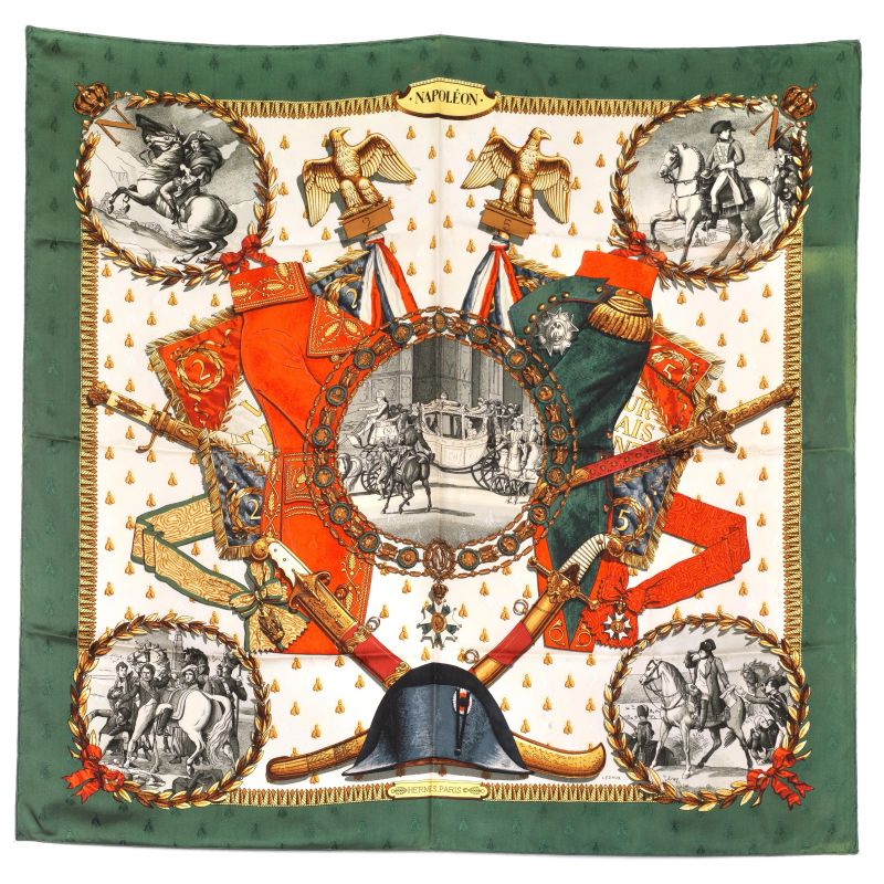 HERMES  “NAPOLEON” SILK SCARF  - Auction VINTAGE FASHION: HERMES, LOUIS VUITTON AND OTHER GREAT MAISON BAGS AND ACCESSORIES - Pandolfini Casa d'Aste