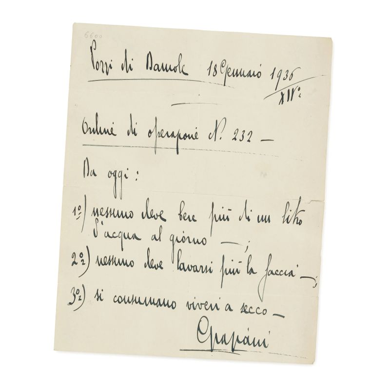 An imperious agenda during the Ethiopian war  - Auction BOOKS, MANUSCRIPTS,  AUTOGRAPHS AND PRINTS - Pandolfini Casa d'Aste