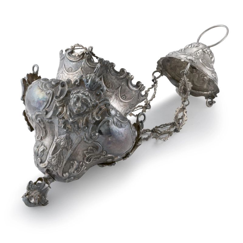 A LITTLE SILVER PENDANT LAMP, STATI PONTIFICI, 19TH CENTURY  - Auction Italian and european silvers - Pandolfini Casa d'Aste