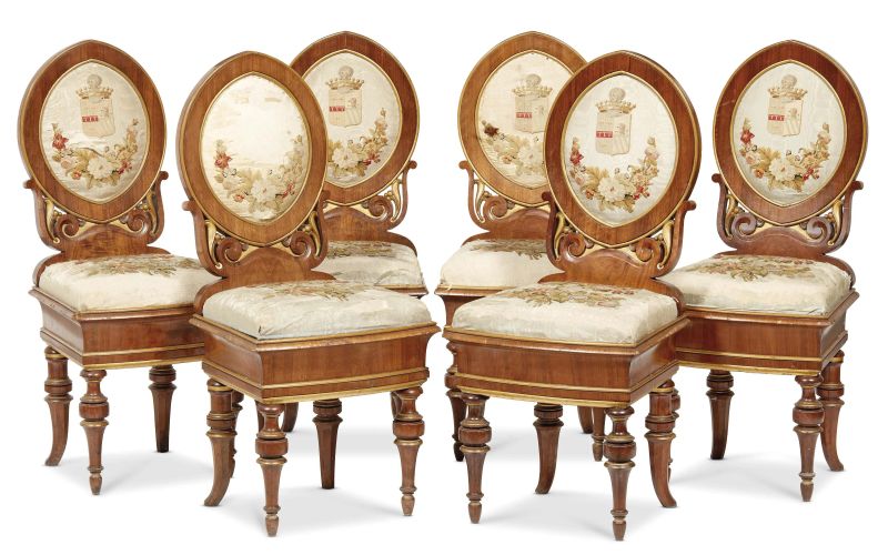      SEI SEDIE, AUSTRIA, PERIODO BIEDERMEIER, SECOLO XIX      - Auction INTERNATIONAL furniture and works of art - Pandolfini Casa d'Aste