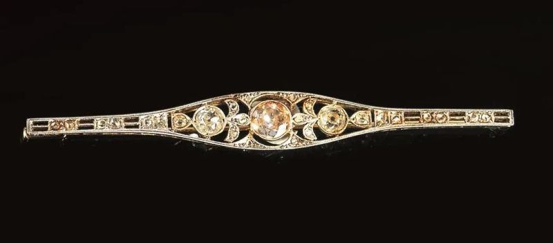 SPILLA IN ORO BIANCO, ORO GIALLO E DIAMANTI  - Auction Fine Jewels and Watches - Pandolfini Casa d'Aste