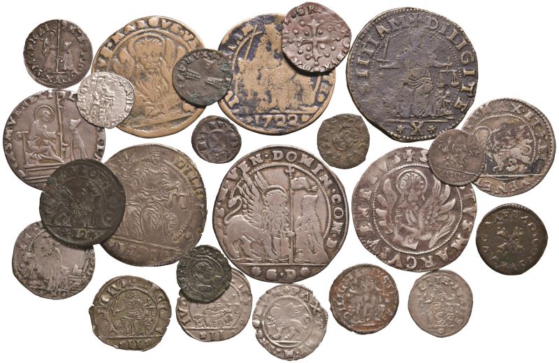      VENEZIA. VENTIQUATTRO MONETE DI VARI METALLI   - Auction COINS AND MEDALS FROM ITALIAN MINTS, THE HOUSE OF SAVOY AND AN IMPORTANT COLLECTION OF OSELLE FROM MURANO AND VENICE - Pandolfini Casa d'Aste