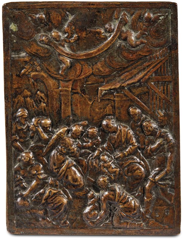 Augsburg, early 17th century, The Nativity, bronze  - Auction PLAQUETS, MEDALS, BRONZETS - Pandolfini Casa d'Aste