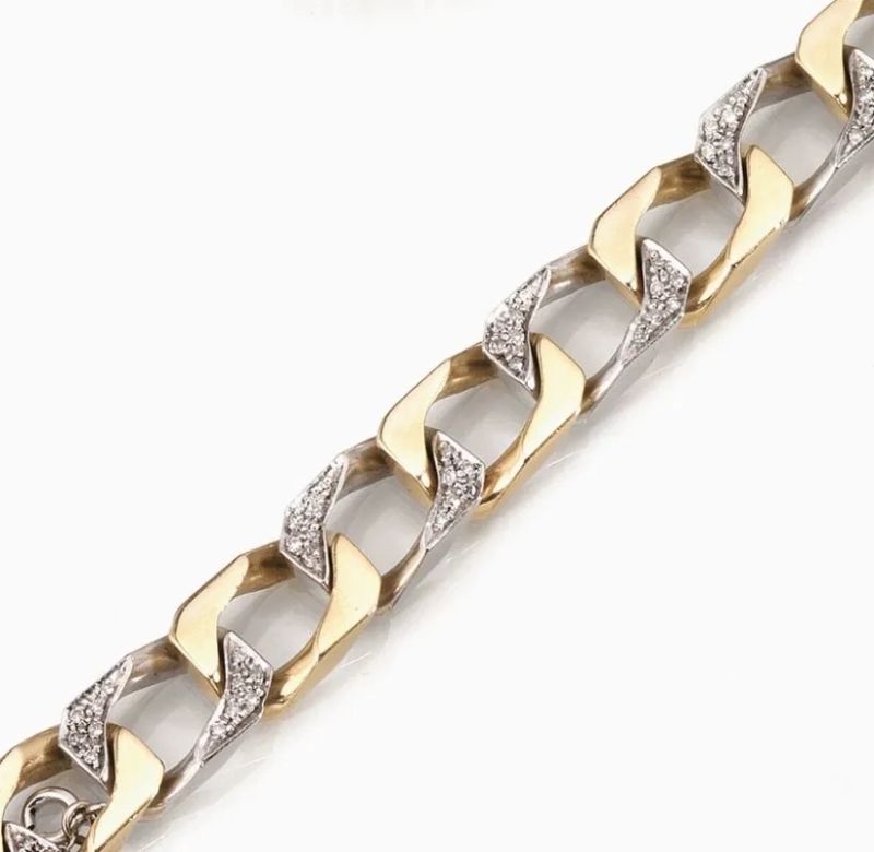 Bracciale in oro giallo, oro&nbsp; bianco e diamanti  - Auction Important Jewels and Watches - I - Pandolfini Casa d'Aste