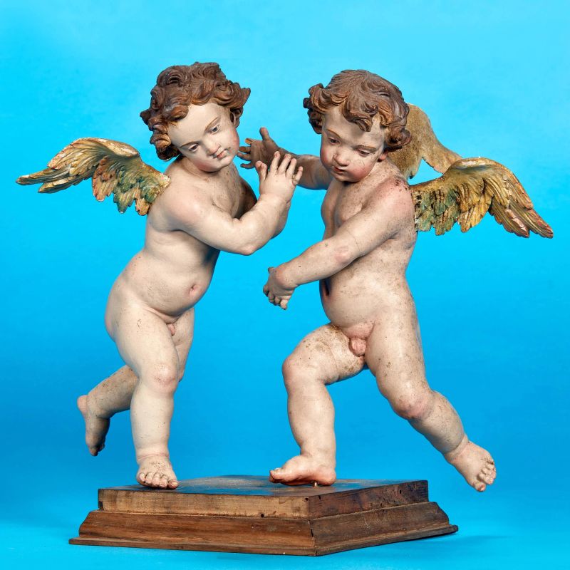 A PAIR OF PUTTI, NAPLES, 18TH CENTURY  - Auction ONLINE AUCTION | NEAPOLITAN NATIVITY SHEPHERDS - Pandolfini Casa d'Aste