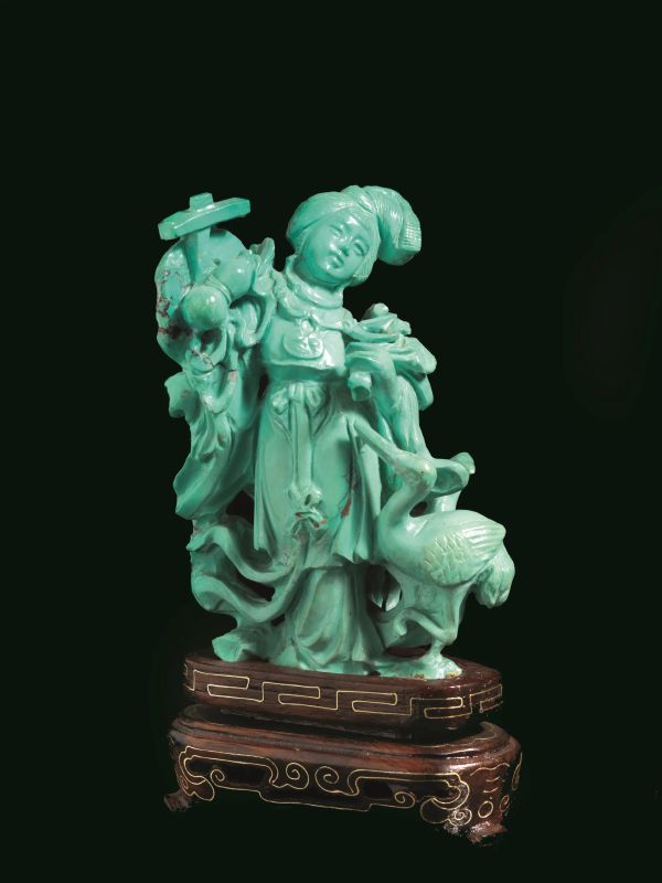 SCULTURA IN TURCHESE, CINA, SEC. XX  - Auction Asian Art - Pandolfini Casa d'Aste