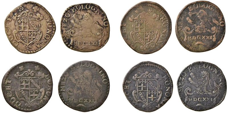 GREGORIO XV (ALESSANDRO LODOVISI 1621 - 1623), 4 MEZZI BOLOGNINI  - Auction Collectible coins and medals. From the Middle Ages to the 20th century. - Pandolfini Casa d'Aste
