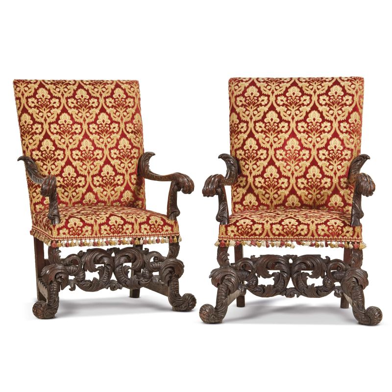 A PAIR OF NORTHERN ITALY ARMCHAIR, WORKSHOP OF ANDREA FANTONI,&nbsp; FIRST QUARTER 18TH CENTURY  - Auction FURNITURE AND WORKS OF ART FROM PRIVATE COLLECTIONS - Pandolfini Casa d'Aste