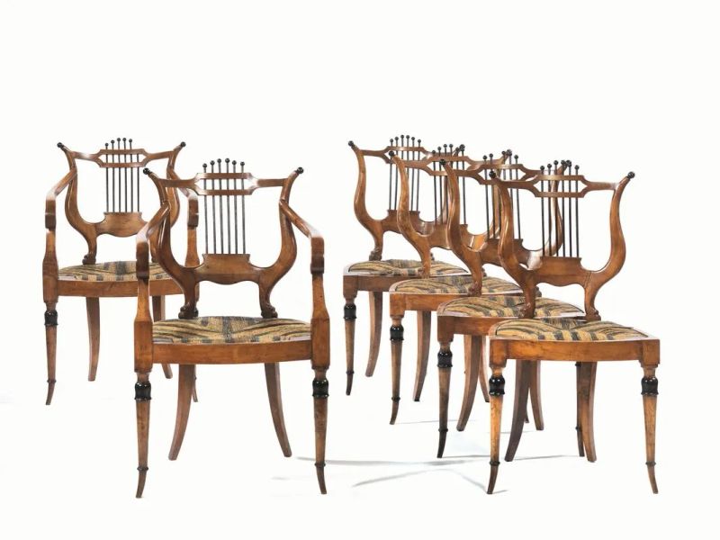 QUATTRO SEDIE E DUE POLTRONCINE, TOSCANA, INIZI SECOLO XIX  - Auction Important Furniture and Works of Art - Pandolfini Casa d'Aste