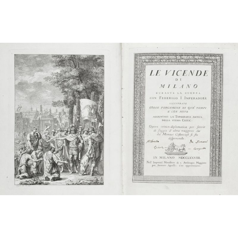Fumagalli, Angelo. Le vicende di Milano durante la guerra con Federigo I Imperadore. Milano, Agnelli, 1778.  - Asta LIBRI, MANOSCRITTI, AUTOGRAFI E STAMPE - Pandolfini Casa d'Aste