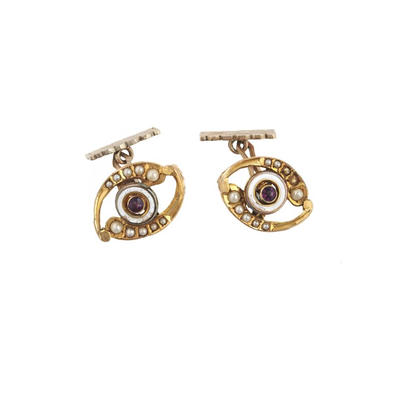 



EYE-SHAPED CUFFLINKS IN 9KT GOLD  - Auction ARCADE |  JEWELS - Pandolfini Casa d'Aste