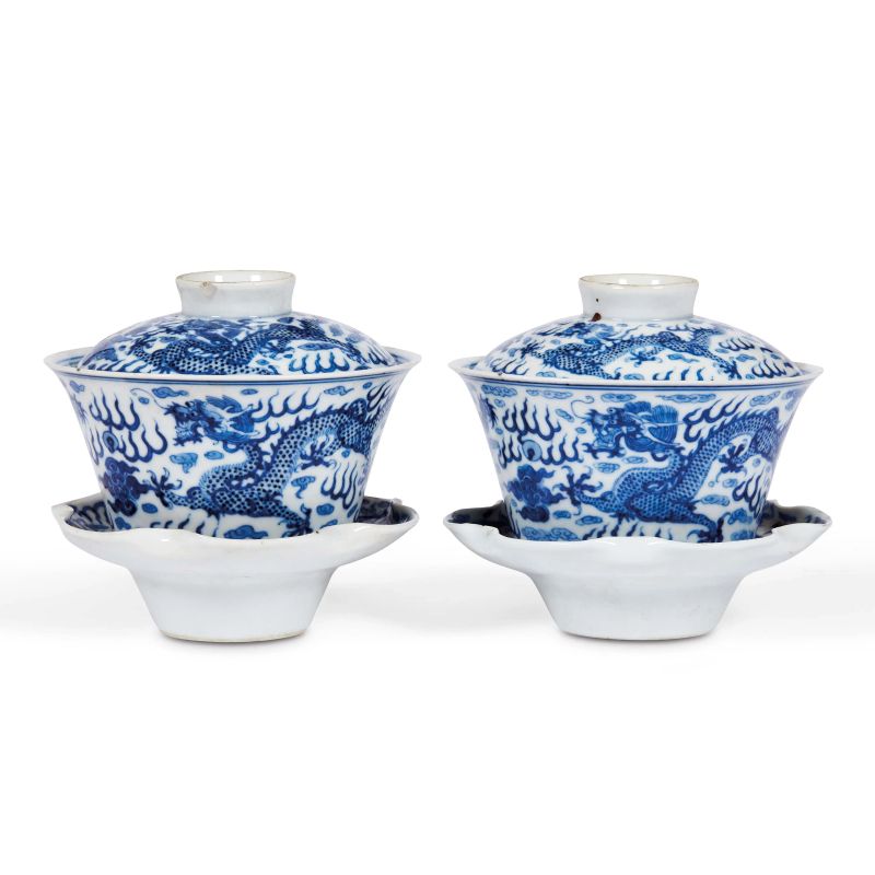 A PAIR OF CUPS WITH SAUCERS AND COVERS, CHINA, LATE QING DYNASTY, 20TH CENTURY  - Auction Asian Art | 东方艺术 - Pandolfini Casa d'Aste