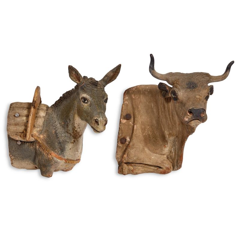 



DONKEY AND OX HEADS, NAPLES, 19TH CENTURY  - Auction NEAPOLITAN NATIVITY SHEPHERDS - Pandolfini Casa d'Aste