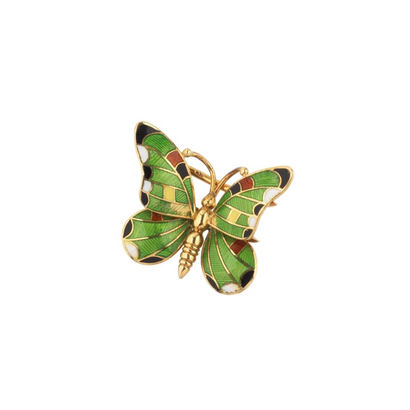 SMALL BUTTERFLY-SHAPED BROOCH IN 18KT YELLOW GOLD  - Auction ONLINE AUCTION | JEWELS - Pandolfini Casa d'Aste